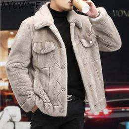 Men's Fur Faux AYUNSUE Real Mink Coat Winter Jacket Men Warm Mens Highend Jackets Slim Clothes Casual SGG879 231108