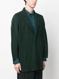 Men's Suits MI TEMPIO Pleated 3/4 Sleeve Blazers Stylish Original Men's Pleats Winter Coats Elegant Jackets For Men Designer Clothing