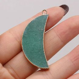 Pendant Necklaces Natural Green Aventurine Crescent Moon Shape Pendants Charms For Jewellery Making DIY Necklace Earrings Accessories 20x43mm