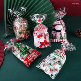 Gift Wrap 50pcs Christmas Candy Bag OPP Navidad Cookies Gifts Packing Xmas Bags Snack Cookie Carton Santa Claus Snowman Decor