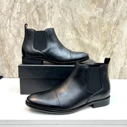 High Quality Mens Designer Ankle Boots Genuine Leather Pointed Toe High-Top Motorcycle Boots Men Brand Winter Fashion Business Work Dress Shoes Size 38-45