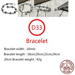 D33 S925 Sterling Silver Bracelet Punk Hip Hop Style Personalized Classic Jewelry Ball Cross Flower Shape Gift for Lovers