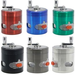 Smoking Herb Tobacco Grinders 63mm With Spinning Handle drawers 4 Piece Metal Shredder Hand Grinder Open Window On Bottom