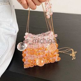 Evening Bags Coin Purse Luxury Crystal Beads Bag For Women 2022 Mini Crossbody Bags Fashion Ladies Lipstick Pouch Bead Transparent Bagg J231109