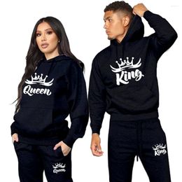 Men's Tracksuits Lover Sportwear Print Tracksuit Fashion Couples Hoodies Suit Solid Color Hoodie Pant Set Couple Matching Clothes