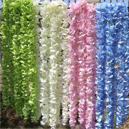 Decorative Flowers 50pcs 2M Orchid Rattan Artificial Silk Flower Vine For Home Wedding Garden Decoration Hanging Garland Wall Fake