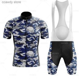 Men's Tracksuits Camouflage Cycling Jersey Set Mens Team Mountain Bicyc Bike Clothing Short Seve Suit Training Breathab Race Uniform Shorts T231109