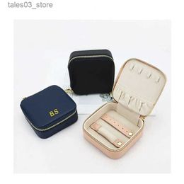 Jewellery Boxes New Mini Gift Box For Customised Letters Jewellery Case Cow Leather Necklace Organiser Case Fashion Portable Box Q231109