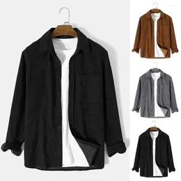 Men's Jackets Men Shirt Coat Spring Fall Single-breasted Loose Lapel Long Sleeves Patch Pocket Cardigan Jacket Soft Fabric Male Daily