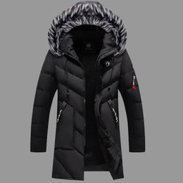 Mens Down Parkas Thick Fleece Winter Jacket Fashion Fur Hooded Warm Cooton Parka Male Solid Cotton Outwear Coats Windbreaker Plus Size 6XL 231109