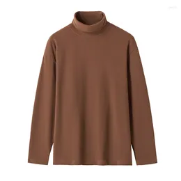 Men's T Shirts 2024 Brand Double Sided De Velvet Bottoming Shirt Long Sleeve T-Shirt Mid Neck Semi High Warm Clothes