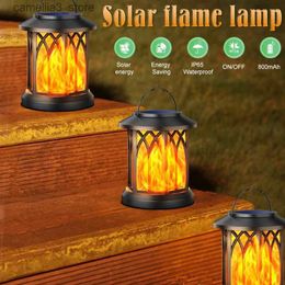 Solar Wall Lights LED Solar Simulation Flame Lights Outdoor Hanging Waterproof Dancing Flickering Wall Lamp Yard Landscape Decoration Garden Lamp Q231109