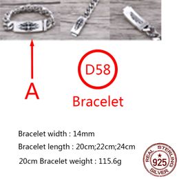 D58 S925 Sterling Silver Bracelet Personalized Fashion Dominant Cross Flower Couple Jewelry Punk Hip Hop Style Jewelry Gift for Lovers