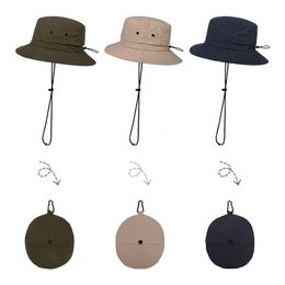 Wide Brim Hats Bucket Hats Japanese Quick Dry Waterproof Drawcord Adjustable Fisherman Hat Summer Unisex Basin Foldable Storage Bucket Caps 230408