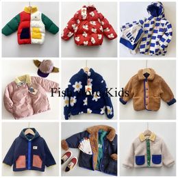 Jackets 2023 Winter Boys Hooded Cotton Jacket Girl Fleece COAT BC Style Kids Printing Children's Clothing Cottonpadded Cloth 231109