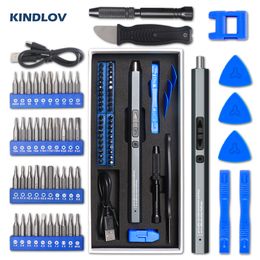 Electric Screwdriver KINDLOV Set 50 in 1 Precision Hexagonal Torx Position Magnetic with LED Light for Mobile Phone Repair Power Tools 230410