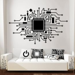 Wall Stickers Circuit Board Technology computer wallpaper Cpu IT Digital Music Producer Hacker Game Wallpaper Bedroom Vinyl Decoration 230410