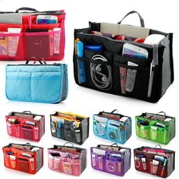 Cosmetic Bags Cases Dual Handbag Purse Nylon Dual Organiser Insert Cosmetic Storage Bag Black Multifunction Bathroom shelves Make up Organisers stor 231109