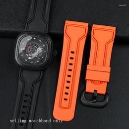 Watch Bands Large Size Rubber Strap For P Series P3C Men's Silicone Accessories 28mm Watchband Black Orange Belt