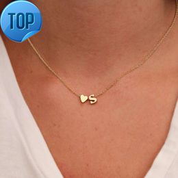 Mode Tiny Herz Dainty Initial Halskette Gold Silber Farbe Brief Name Choker Halsketten Für Frauen Anhänger Schmuck Geschenk