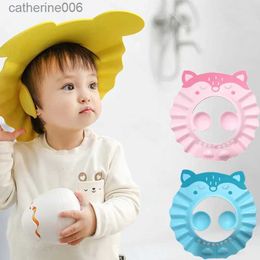 Shower Caps Cartoon Baby Shower Soft Cap Adjustable Hair Wash Hat Kids Ear Protection Safe Child Shampoo Bathing Shower Protect Head CoverL231110