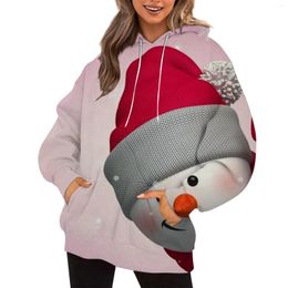 Women's Hoodies Fun Christmas Sweater For Women Snowman Print Oversized Hoodie With Pocket Sweatshirts