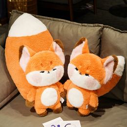 Cute Soft Orange White Big Tailed Fox Plush Toy Stuffed Animals Kawaii Fluffy Dudu Cat Fox Dolls Pillow Creative Gifts For Girl