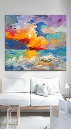 Colourful Abstract Art Clouds Sea Painting Wall Pictures For Living Room Posters And Prints Oil Painting On Canvas8642983