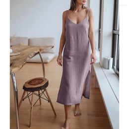 Casual Dresses Gauze Women'S Dress Sexy Adjustable Strap Sleeveless Open Side Maix Long Summer Comfortable Outfit