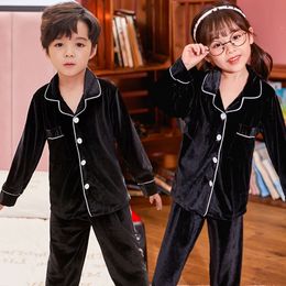 Pyjamas Autumn Winter Children Velour Pyjamas Set Teen Warm Velvet Sleepwear Girls Loungewear Kids long sleeved Pijamas Homewear suit re 231108