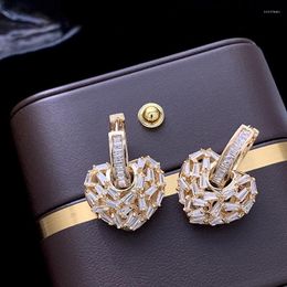 Hoop Earrings Funmode Heart Shape Earring Party Accessories Baguette Cubic Zircon Brinco For Jewellery Wholesale FE340