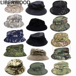 Wide Brim Hats Bucket Hats LIBERWOOD Boonie Hat Military Tactical Bucket Hats for Safari Men Women Hunting Fishing Outdoor Camo Camouflage Cotton Sun Cap YQ231110