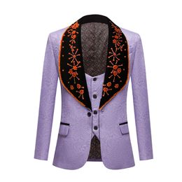 Mens Suits Blazers 2 Pieces Slim Fit Casual Business Grooms Colorful Collar Lapel Tuxedos for Formal Wedding BlazerVest 231110