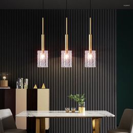 Pendant Lamps Modern Copper Gold Chandelier Simple For Bedroom Bar Restaurant Light Luxury Crystal Single Head Long Line Small