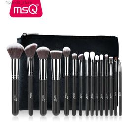 Makeup Brushes MSQ Professional 15pcs Makeup Brushes Set Powder Foundation Eyeshadow Make Up Brush Kit Cosmetics Synthetic Hair PU Leather Case Q231110