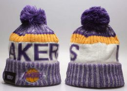 Men's Caps Los Angeles Beanies Lakers Beanie Hats All 32 Teams Knitted Cuffed Pom Striped Sideline Wool Warm USA College Sport Knit Hat Hockey Cap for Women's