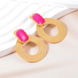 Dangle Earrings Gold Plated Stainless Steel Vintage Round Pendants Enamel Fashion Luxury For Women Jewellery Gifts