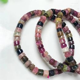 Link Bracelets Natural Tourmaline Bucket Bracelet Fashion Healing Personalized For Men Women Gemstone Jewelry Lovers Gift 1pcs 6x4mm