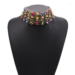 Pendant Necklaces Costume Jewellery Multi Strand Tennis Gemstone Crystal Statement Chunky Rhinestone Choker Necklace For Women Collar