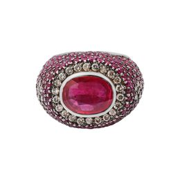 Oval Shape Natural Ruby And Diamond Ring Women, Beautiful Handmade Sterling Sier Jewellery For Her, Best Wedding Gift