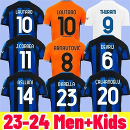 23 24 new LUKAKU Soccer Jerseys BARELLA GIROUD DZEKO LAUTARO THEO BRAHIM BASTONI BROZOVIC DE VRIJ Men jersey Men Kids Kits Sets