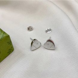 Titanium Steel Heart Stud Earring with Stamp Women Letter Heart Earring Gift for Love Girlfriend