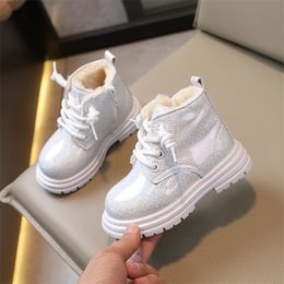 Boots Spring Autumn Kids Boots Winter Boys Leather Cotton Shoes Fashion Girls Ankle Boots Soft Warm Children Infant Sneakers J93 231109