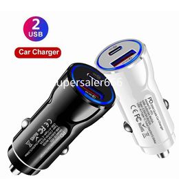 38W Fast Quick Charging PD USB C Car Chargers Universal Dual Ports QC3.0 Cigarette Lighter Socket Charger for Ipad Iphone 11 12 13 14 15 Pro Max Tablet PC S1