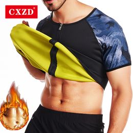 Men's Body Shapers CXZD Men Sauna Suit Heat Trapping Shapewear Sweat Body Shaper Vest Slimmer Sauna suits Compression Thermal Top Fitness Shirt 230410