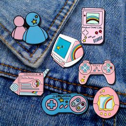 Brooches Cute Creative Game Machine Enameled Brooch Cartoon Good Friend Handle Denim PC Jacket Micro Accessories