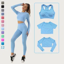 Women's Two Piece Pants 2 Pieces Seamless Dot Sport Suit For Women Removable Cup Bra Yoga Crop Top High Waist Leggings Gym Clothing Fitness