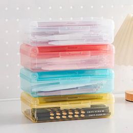 Stackable Pencil Box Capacity Transparent Plastic Case Double Layer Stationery Organizer For Students Office Desk