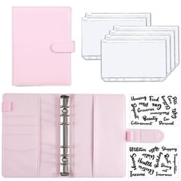Notepads A6 PU Leather Budget Binding Notebook Cash Envelope System Set with Pockets for Saving Billing Organisers 230408