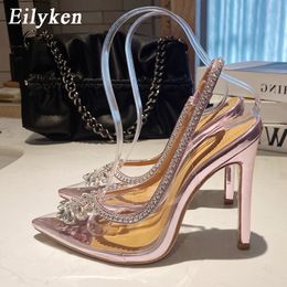 Sandals Eilyken PVC Transparent Hollow Out Women Pumps Sexy Pointed Toe Wedding Bridal Stilettos High Heels Shoes 230408